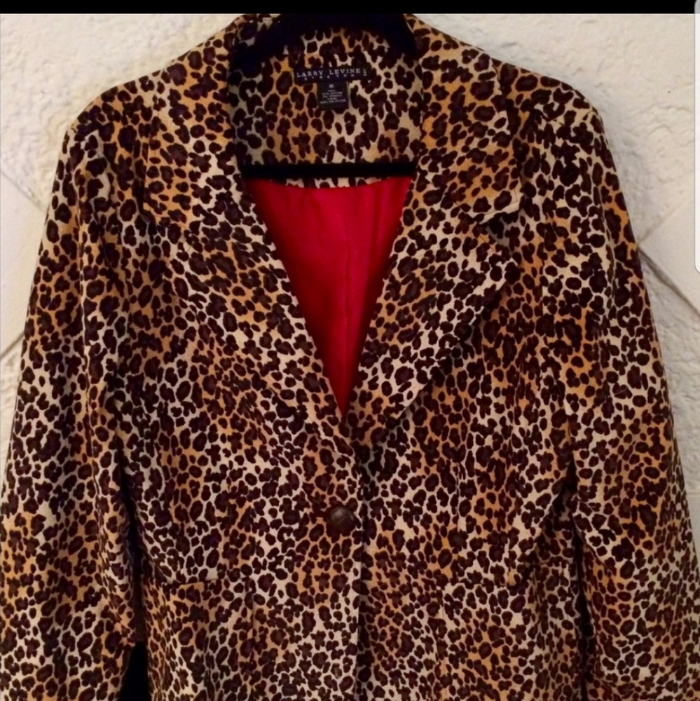 Larry Levine Corduroy Leopard Jackect